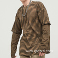 Spring New Batik Frayed Striped Loose T-Shirt